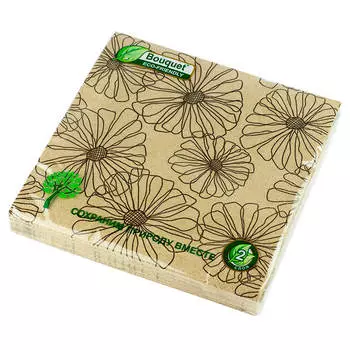 Салфетки букет эко 25 шт 33*33 см 2 слоя крафт ромашки