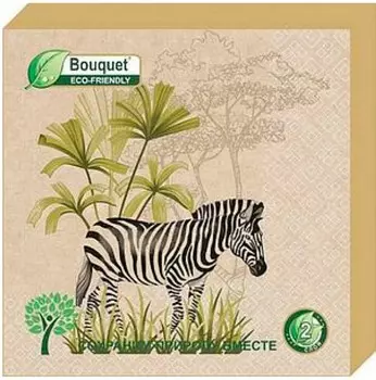 Салфетки букет эко 25 шт 33*33 см 2 слоя крафт зебра