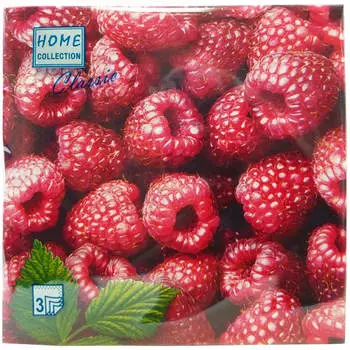 Салфетки Home Collection 20шт 33*33см 3 слоя малина/клубника