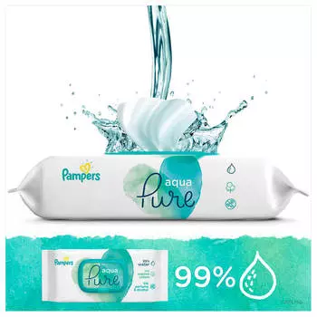 Салфетки Pampers 48шт влажные Aqua пюр клин сменный блок