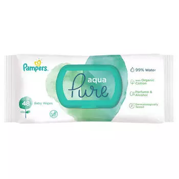 Салфетки Pampers 48шт влажные Aqua пюр клин сменный блок