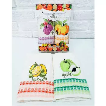 Салфетки вафельные с выш. 35 х50-2 шт nusa фрукты
