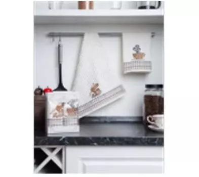 Салфетки вафельные с выш.35х50-2шт ambiella кофе