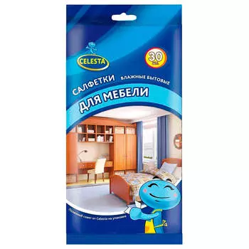 Салфетки влажные Celesta 30шт бытовые для мебели