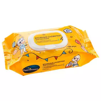 Салфетки влажные Курносики с клапаном 100шт 0+ 40049
