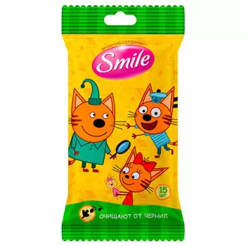 Салфетки влажные Smile Baby 15шт три кота