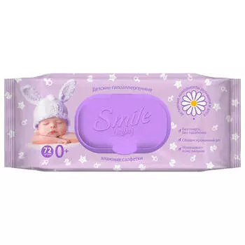Салфетки влажные Smile Baby 72шт фитолиния с клапаном