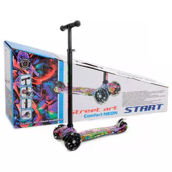 Самокат 4-х колесный Slider с цветной платформой колеса светящиеся микс ss2c2n