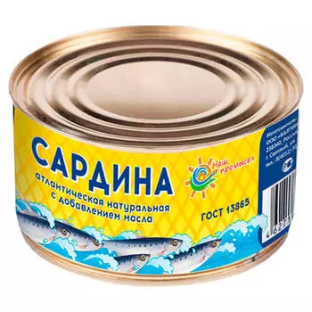 Сардина наш промысел 240г с добавлением масла ж/б
