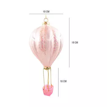 Украшение елочное Европа в виде воздушного шара 10*10*18см розовый стекло a182