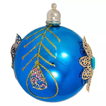 Шар 8см сиренево-синий глянцевый выпуклые/вогнутые блестки sy18cbd-61