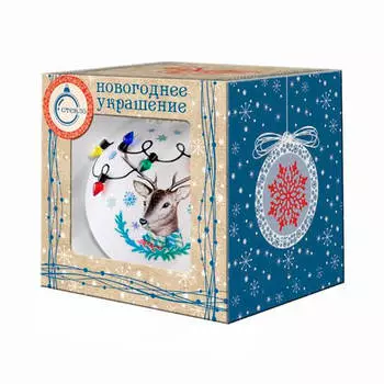 Шар елочный магик тайм олень со снежинками 8см стекло 80426