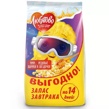 Шарики и звездочки Любятово 420г медовые пакет