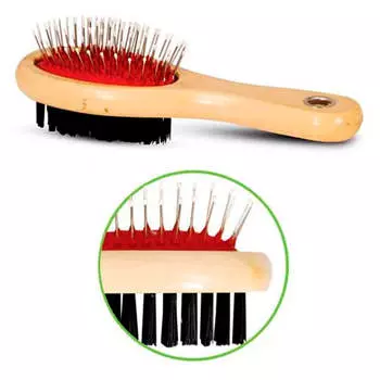 Щетка двухсторонняя с деревянной ручкой