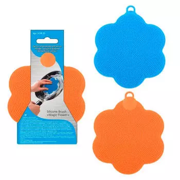 Щетка силиконовая 11см д/мытья посуды/овощей/фруктов волшебный цветок vl58-15
