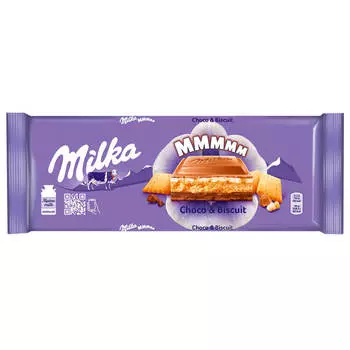 Шоколад Milka 300 г молочный с шоколадной начинкой и печеньем крафт