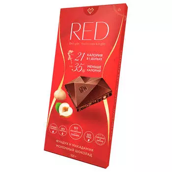 Шоколад RED 100г молочный фундук и макадамия