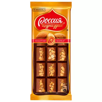 Шоколад Россия золотая марка дуэт 80г молочный фундук нестле