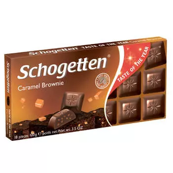 Шоколад Schogetten 100г молочный с начинкой шоколадный крем Brownie с кусочками карамели