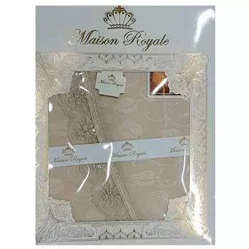 Скатерть Maison Royale кдк с кружевом 160*220 см овал кофе с молоком n-1104-3