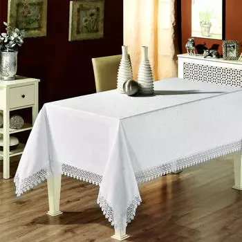 Скатерть Maison Royale KDK с кружевом 160*220 см белый n-1103-3