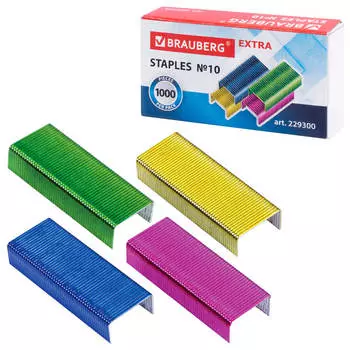 Скобы брауберг экстра №10 1000 шт цветные 229300