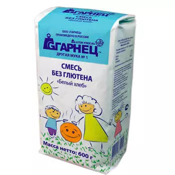 Смесь мучная Garnec 600г белый хлеб без глютена м/у