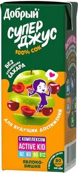 Сок добрый актив кид 0.2 л яблоко-вишня тетра-пак