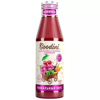 Сок гудини 0,75л ягодная смесь с овощами и шпинатом ст/б