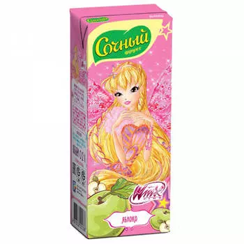 Сок сочный фрукт винкс 200мл яблоко осветленный с 4 месяцев