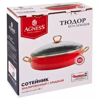 Сотейник 26см Agness красный мраморное покрытие эмалированный 950-214