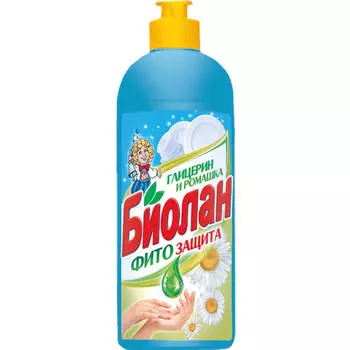 Средство д/мытья посуды биолан 500г глицерин и ромашка