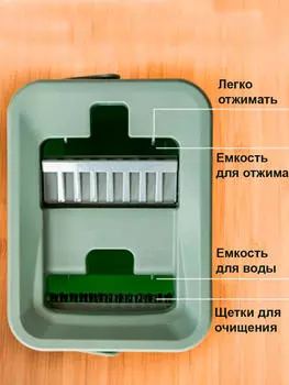 Ведро со шваброй моп скретч клининг голубое