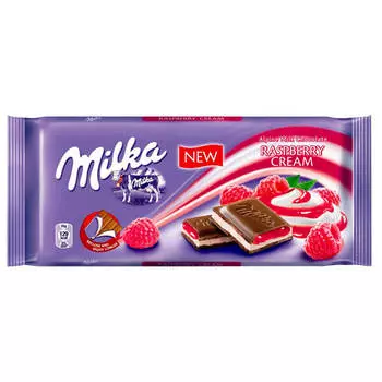 Шоколад Milka 100г молочный с малиновым кремом мондэлисс