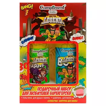Набор подарочный Compliment для любителей супергероев для мальчиков гель-пена 200мл+шампунь 200мл+со