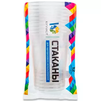 Стакан 100 мл 12 шт прозрачный юпласт