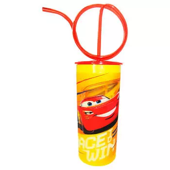 Стакан 330мл Disney Тачки 3 витая трубочка крышка