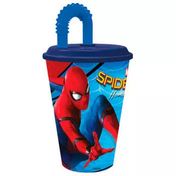 Стакан 430мл человек-паук 2017 спортивный с соломинкой и крышкой пластик 265222