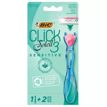 Станок Bic клик 3 солейл женский с 2 кассетами для чувствительной кожи