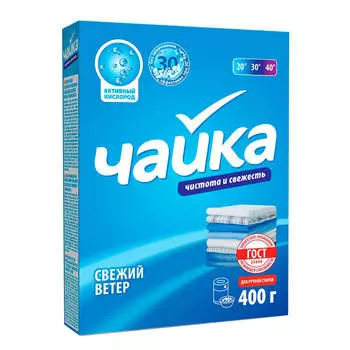 Стиральный порошок Чайка 400 г для ручной стирки свежий ветер