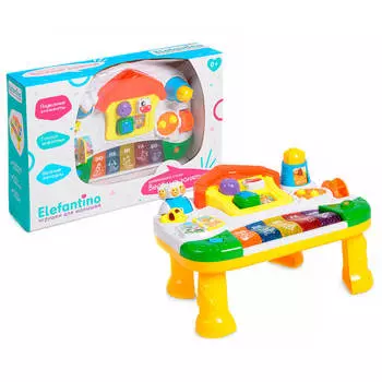 Столик развивающий Elefantino подвижные элементы 3 режима игры пианино/веселые звуки/мелод it106263