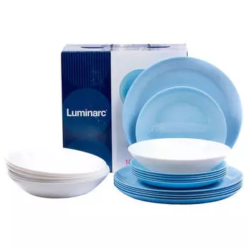 Столовый набор 18пр LUMINARC лайт блю&amp;уайт p5911