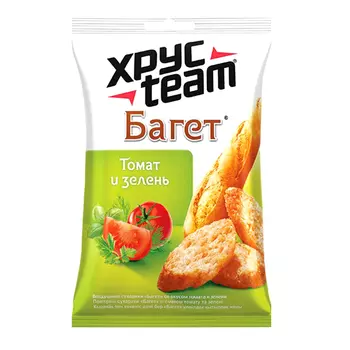 Сухарики Хрусteam багет 60г томат и зелень
