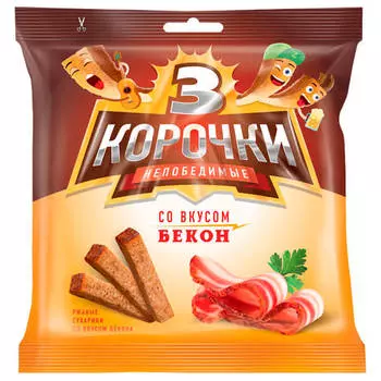Сухарики Три Корочки 100г бекон
