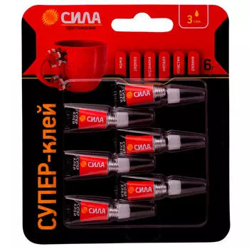 Супер-клей Сила сверхпрочный 1 гр.* 6 шт.