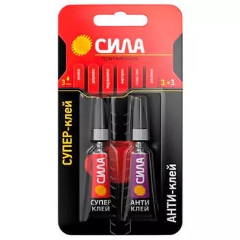 Супер-клей Сила сверхпрочный 3 гр. + антиклей 3 гр.