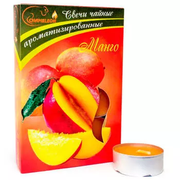 Свеча ароматическая чайная в гильзе 6шт манго