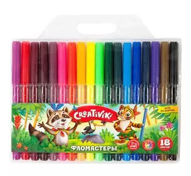 Фломастеры 18цв креативики смываемые флв18кр