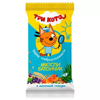 Батончик мюсли три кота 40г абрикос и злаки в молочной глазури виталад