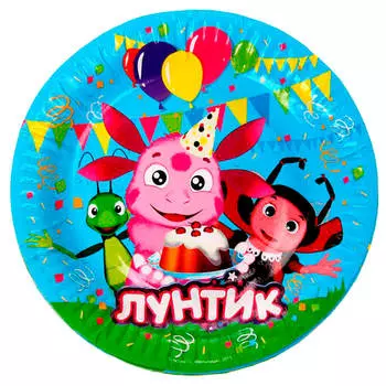 Тарелка весёлый праздник 18см 6шт лунтик tr-lnt-18-6